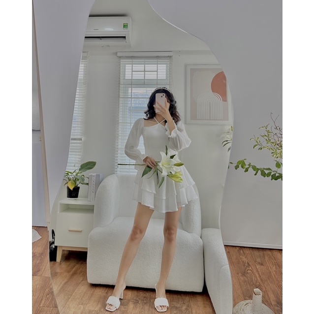 ĐẦM CỔ YẾM XOÈ 2 TẦNG L37 (có bigsize)