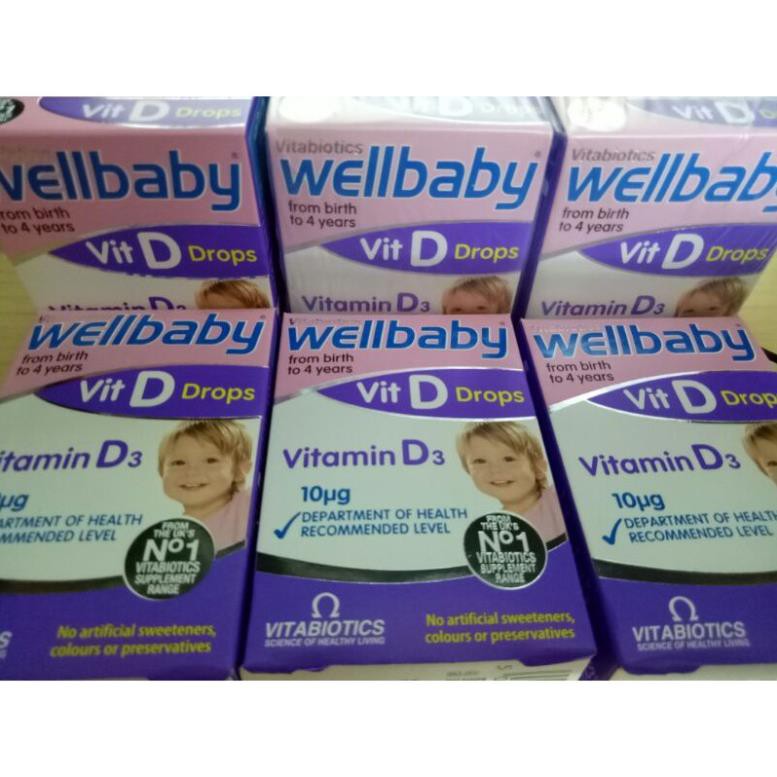 Combo vitamin D3 Wellbaby vit D Drop cho bé sơ sinh đến 4 tuổi date t12/2021