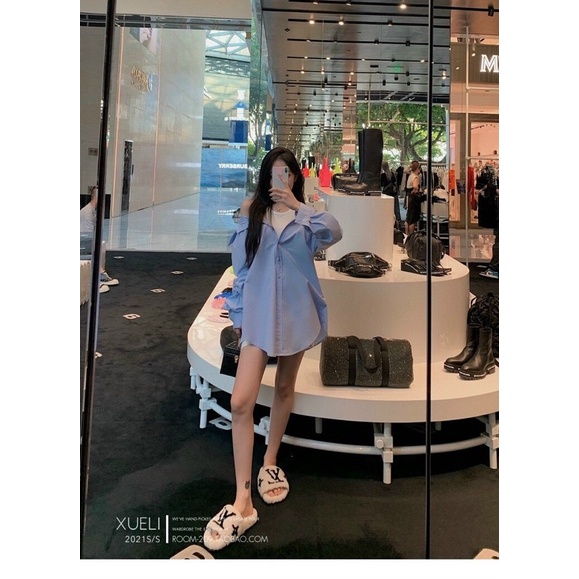 SET ĐẦM SM XANH LAI BẦU KÈM ÁO 3 LỖ