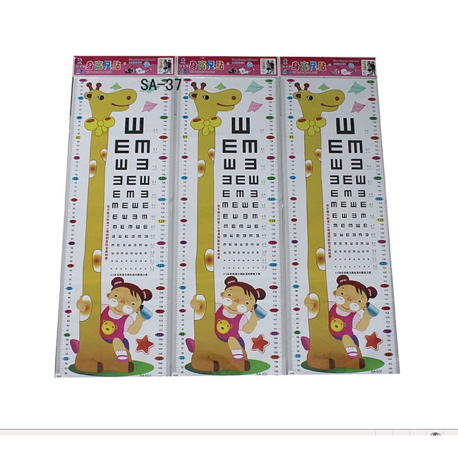 Thước Dán Tường Đo Chiều Cao Cho Bé Hình Hươu Cao Cổ 1m70cm, Decal dán tường đo chiều cao, kiểm tra thị giác cho be