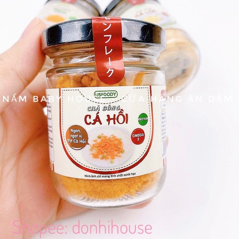Date 3/2024 Ruốc cá hồi /cá lóc/tôm USFOOD siêu thơm ngon cho bé ăn dặm - chà bông cho bé không mặn 10g,20g