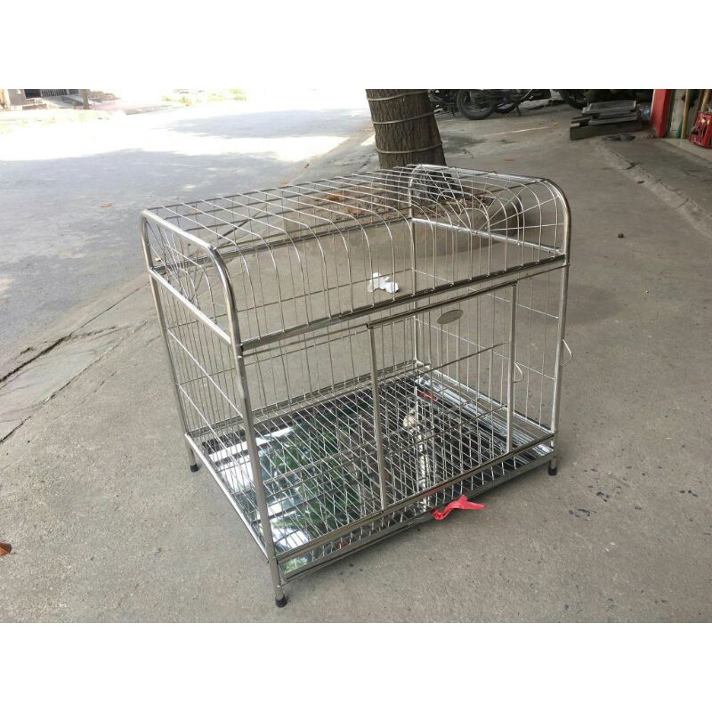 Chuồng chó mèo inox  S2 kích thước 60*40*52 mái bằng  giá rẻ