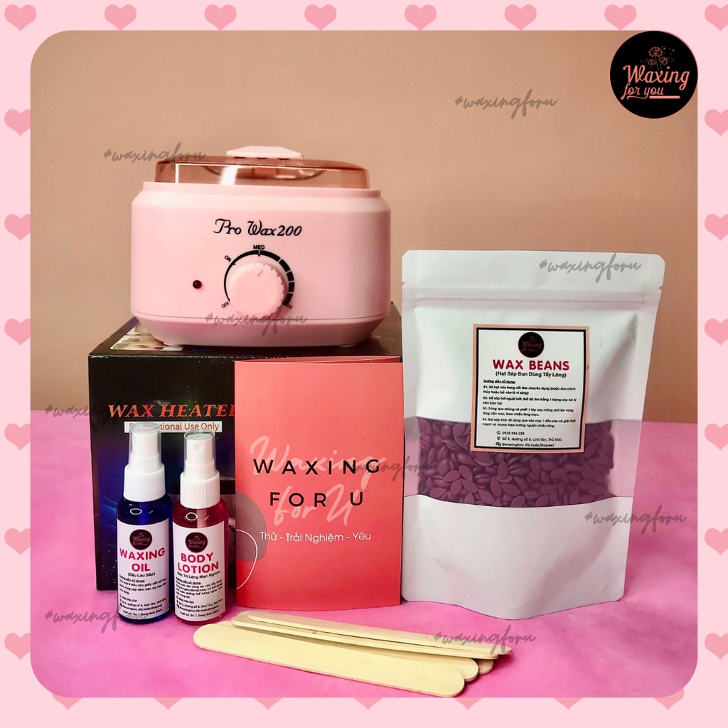 COMBO KÈM NỒI WAX LÔNG NÓNG (hạt sáp/dầu lau sáp/lotion/nồi nấu sáp)❤️Freeship❤️ WAXINGFORU