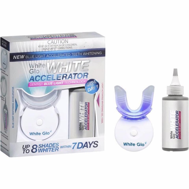 [CÓ SẴN] Bộ sản phẩm làm trắng răng từ ánh sáng xanh White Glo White Accel Blue Light Kit