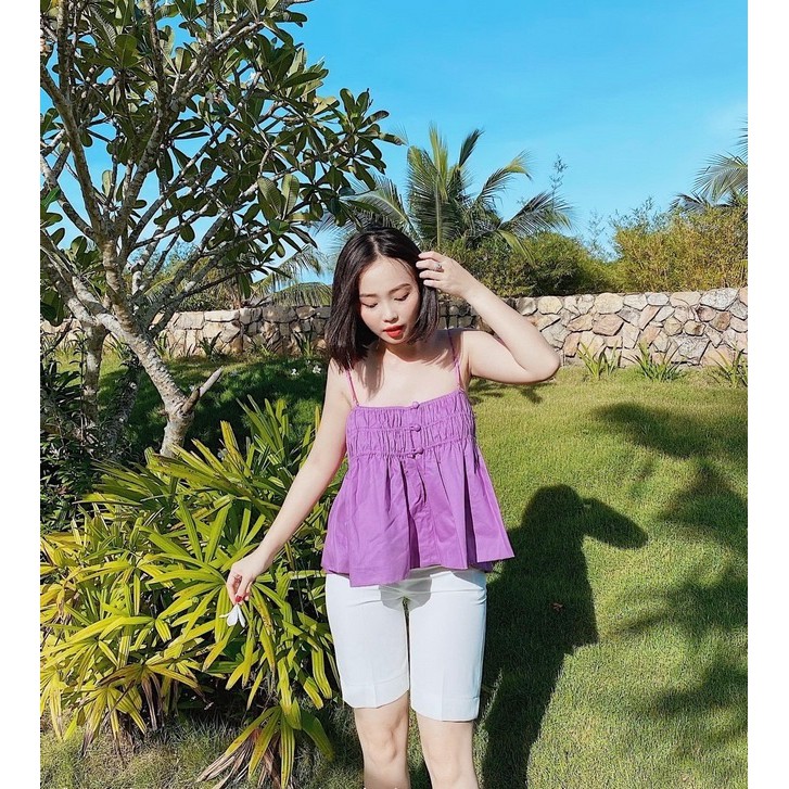 Set bộ áo dây phối quần thun lửng đi du lịch | đi chơi biển | đi dạo | mặc nhà dễ thương