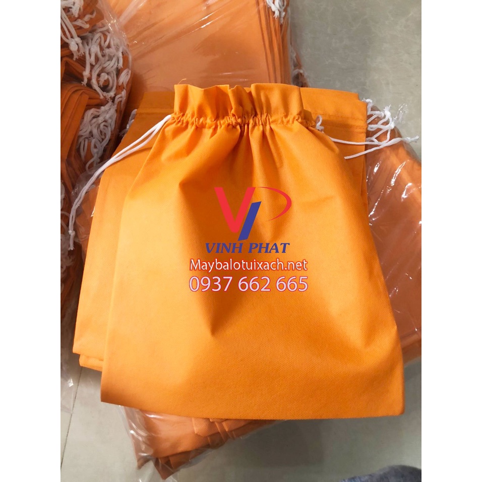Túi dây rút vải không dệt màu cam đẹp mắt, chất lượng và vô cùng tiên lợi