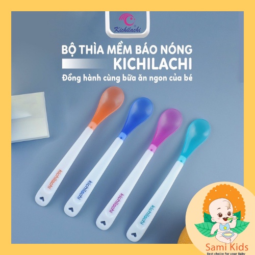 Thìa muỗng báo nóng Kichi lachi cho bé tập ăn cháo, ăn dặm, đầu mềm dễ xúc SAMI KIDS