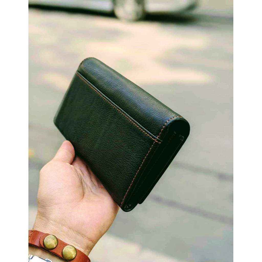 Ví Nam Cầm Tay Da Bò Khóa Bấm Nhiều Ngăn Tiện Lợi