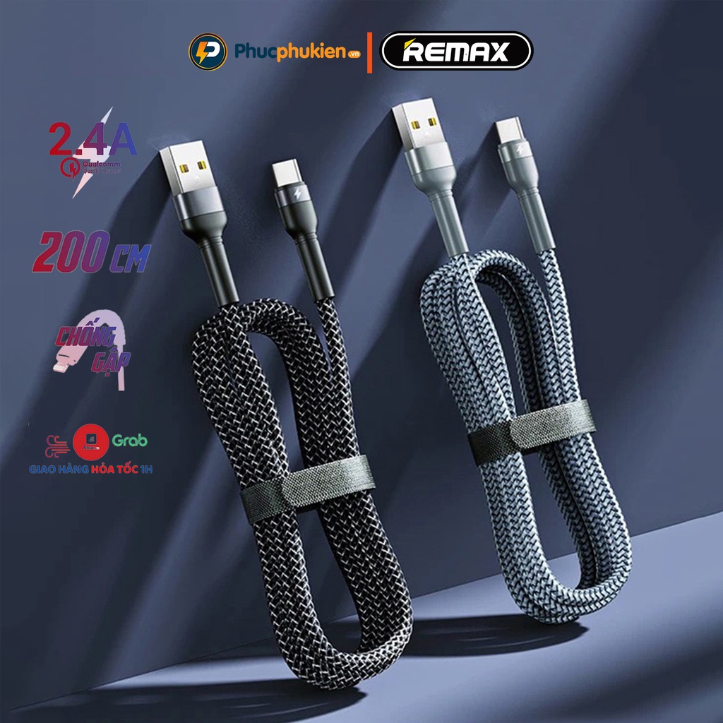 Cáp sạc 2m chính hãng Remax 124i hỗ trợ sạc nhanh 12w dành cho 13 Pro max trở xuống Phúc Phụ Kiện