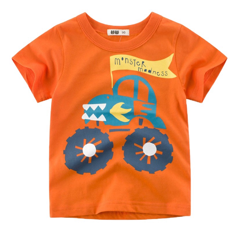 Áo Thun Tay Ngắn In Hình Xe Hơi Cho Bé Trai & Gái