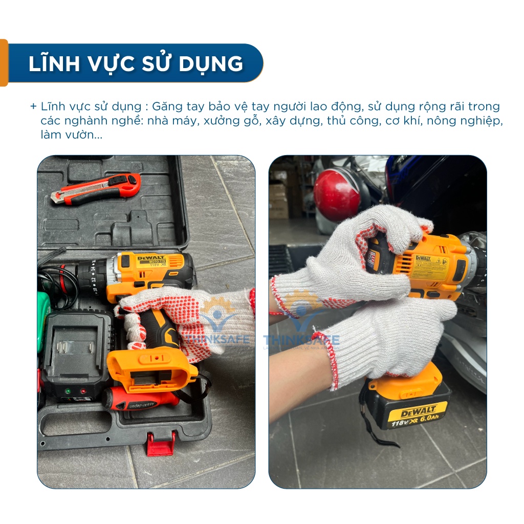 Găng tay bảo hộ phủ hạt nhựa 70g tăng độ bám Bao tay lao động chống trơn trượt, thao tác linh hoạt - THINKSAFE