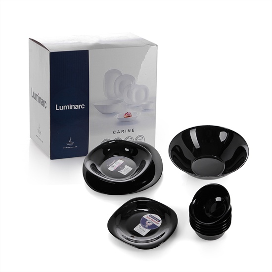 Bộ bát đĩa 12 món Luminarc Carine thuỷ tinh cường lực CR12 - màu đen