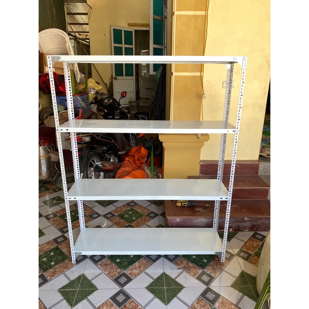 Kệ sắt v lỗ đa năng: Dài 80cm x rộng 30cm gồm 3 tầng, 4 tầng, 5 tầng đủ các loại