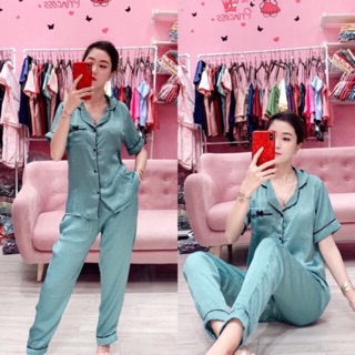 Bộ pizama nhung lụa(ảnh thật+video)