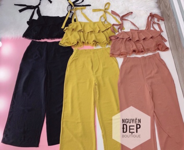 [Mã FAMAYWA2 giảm 10K đơn 50K] Sét bộ ống rộng áo kiểu tầng 2 dây | BigBuy360 - bigbuy360.vn