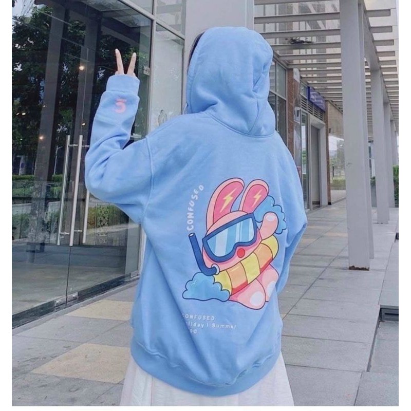 [ Mã FAMAYWA2 giảm 10K đơn 50K] Áo khoác nỉ xanh thỏ