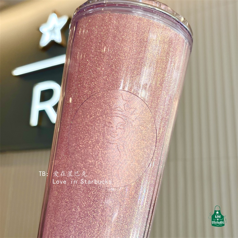 710Ml/24Oz Starbucks Rực Rỡ Straw Cup Sakura Nhiều Màu Sắc Cốc Cà Phê 2 Lớp Starbucks Tumbler