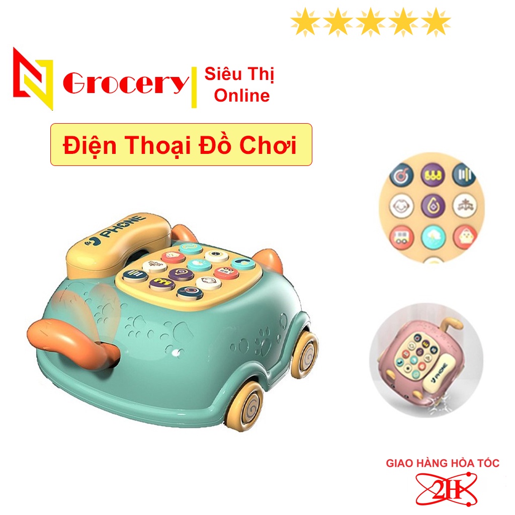 Đồ Chơi Điện Thoại Ô Tô Hình Mèo Cho Bé ☎ 16 Chức Năng , 64 Bài Hát , Có Đèn , Tăng Phát Triển Tư Duy Cho Bé