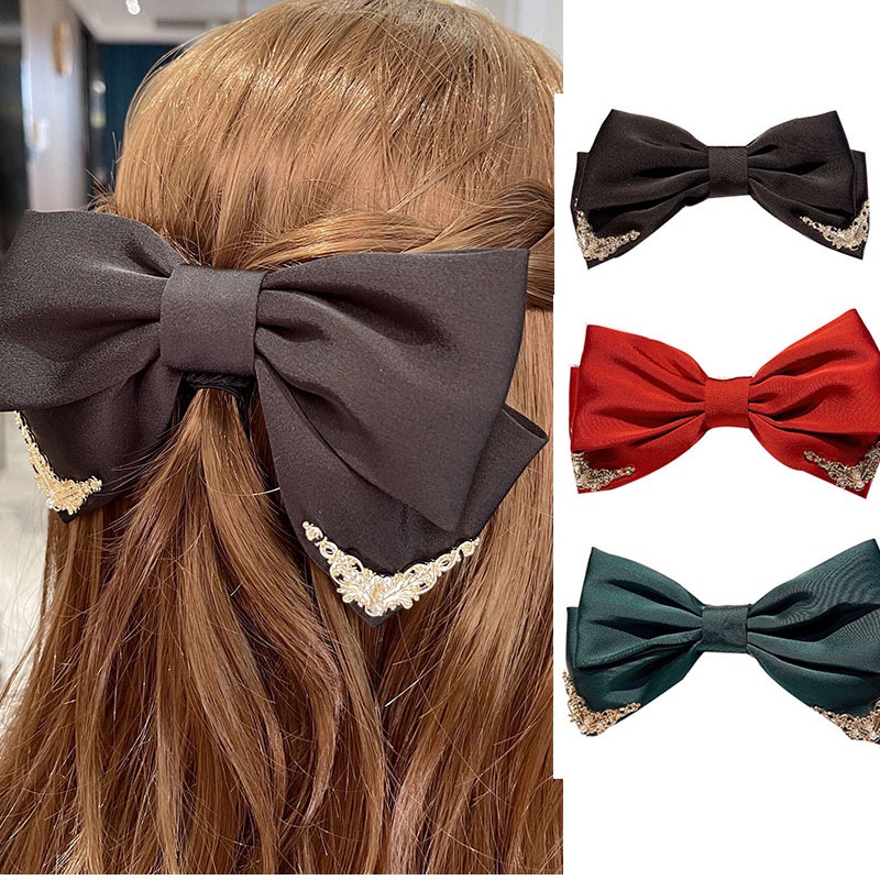 Kẹp Tóc Hình Nơ Lớn Bằng Satin Phong Cách Hàn Quốc Cho Nữ