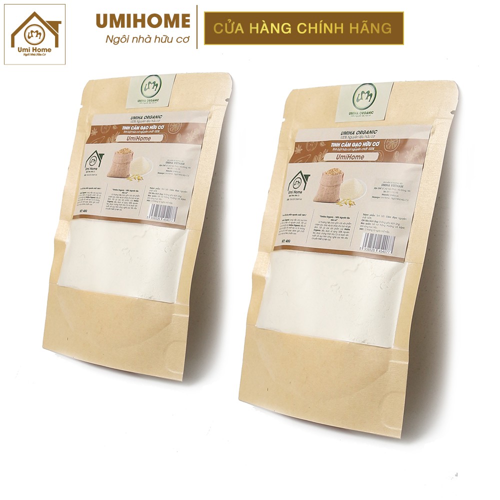 Bột Cám Gạo đắp mặt hữu cơ UMIHOME nguyên chất | Rice bran flour 100% Organic 40G