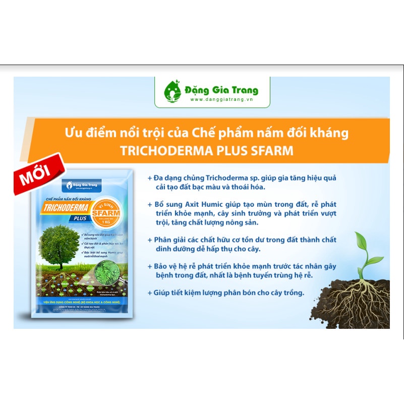 Chế phẩm nấm đối kháng Trichoderma Plus Sfarm gói 1kg