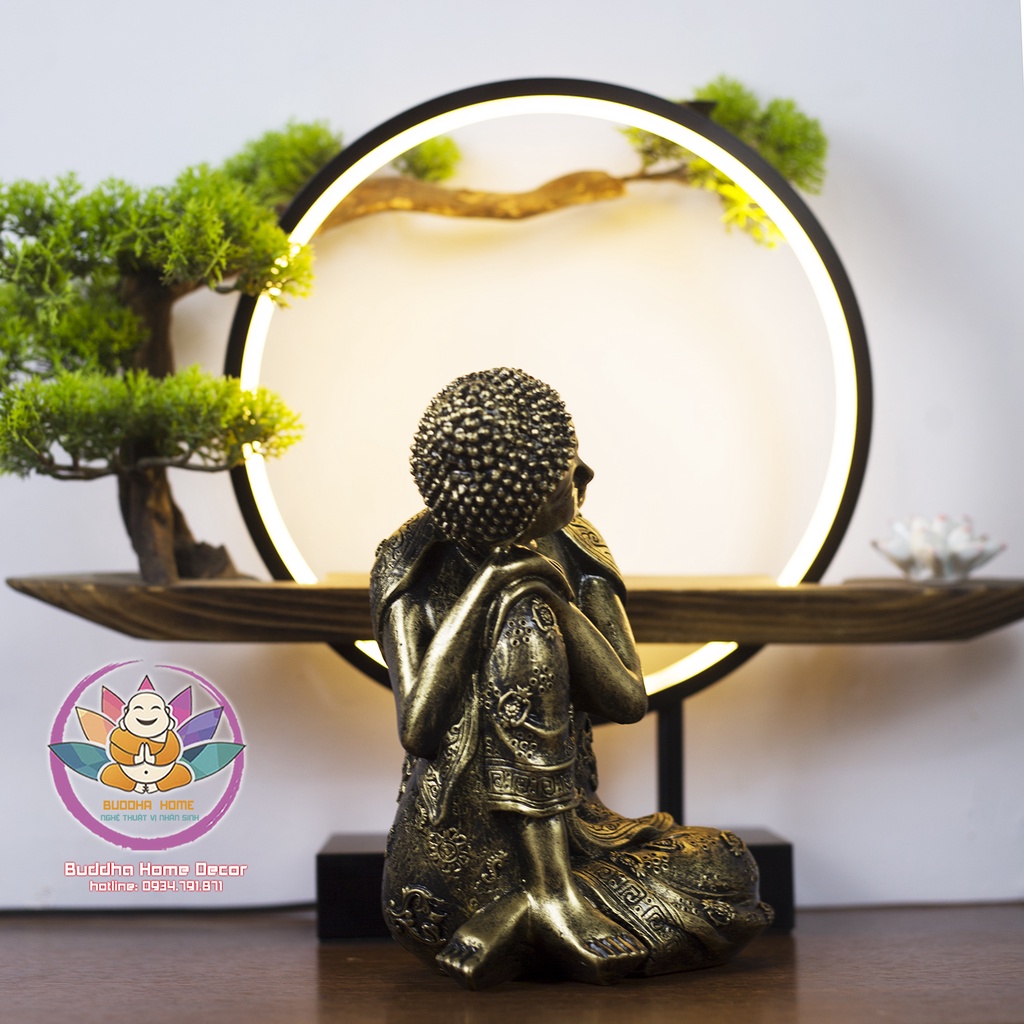 Tượng Phật An Nhiên Màu Đồng Cao 23.5cm phong thủy thờ cúng, trang trí hồ cá, thuỷ sinh, tiểu cảnh, bán cạn, terrarium