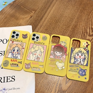 Casing Samsung Galaxy A90 A80 A72 A70S A70 A52S A52 A50S A50 A30S A42 A32 A22 A12 5G M42 M12 A125 F12 4G Candy Color Tpu Phone Case Sailor Moon Cartoon Soft Silicone Shockproof Cover