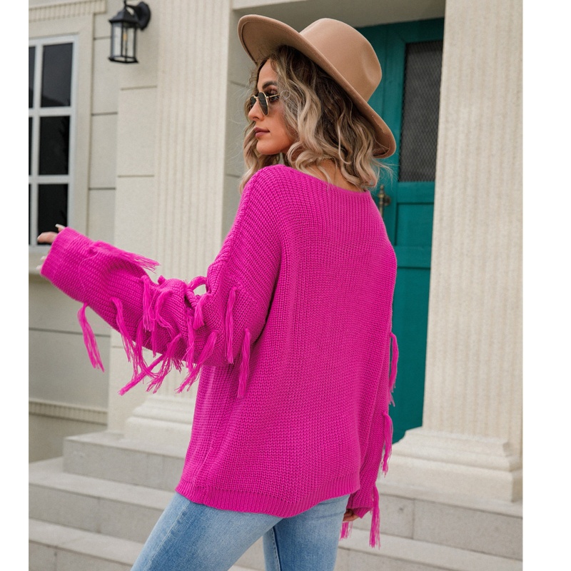 Áo Sweater Dệt Kim Tay Dài Dáng Rộng Thời Trang Mùa Thu Cho Nữ