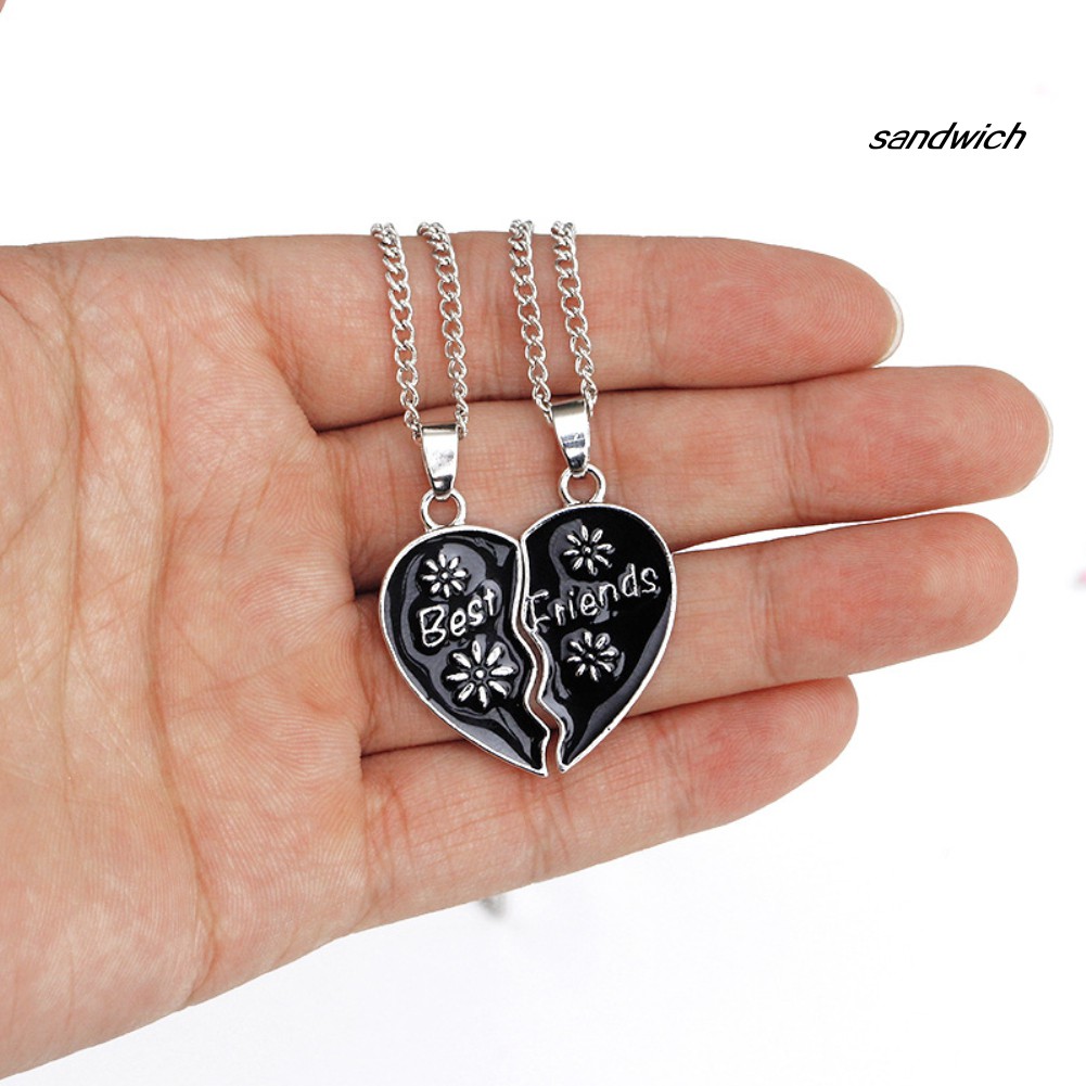 Bộ Gồm 2 Vòng cổ Hợp Kim Mặt Hình Trái Tim Khắc Chữ Best Friend Thời Trang Dành Cho Nữ
