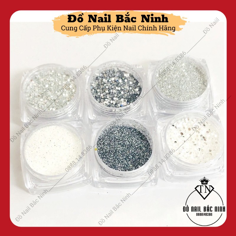 Nhũ Rắc Móng , Nhũ Rắc Nail Màu Bạc Siêu Sáng