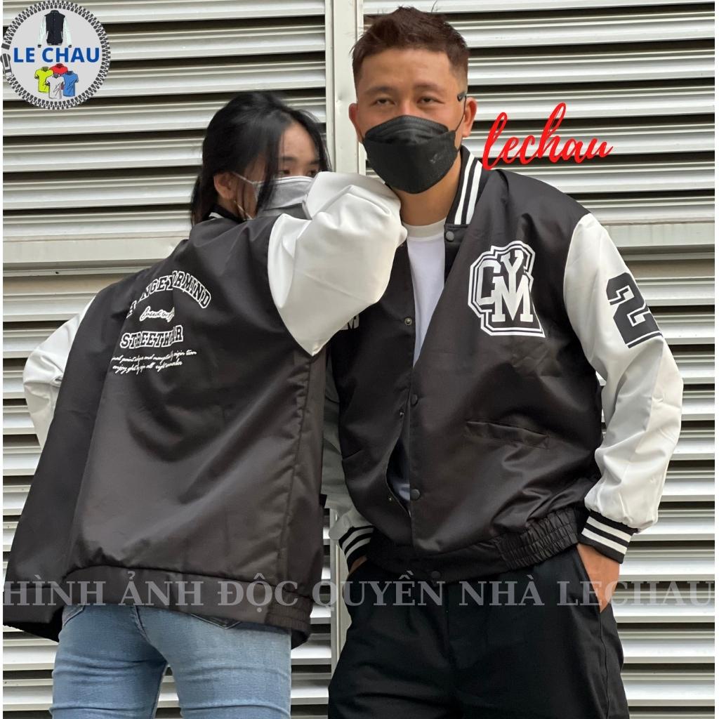 Áo khoác bomber bóng chày nam,nữ form rộng AKD08 LECHAU chất liệu dù 2 lớp bền đẹp