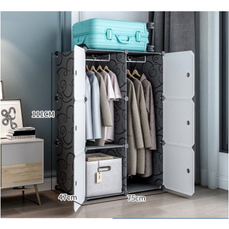 Tủ Nhựa Ghép Đa Năng - Màu Nhựa Đen Cửa Trắng Kẻ - Mẫu Mới Nhất Tại Shop - Nhiều Kích Thước