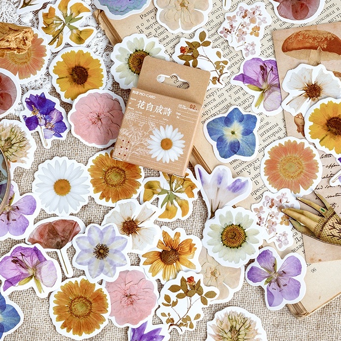 Set 46 Sticker Hoa Hướng Dương Nhiều Màu Sắc Dùng Trang Trí Sổ Tay Nhật Ký