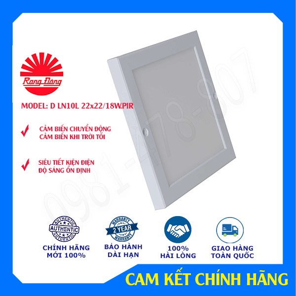 Đèn ốp trần, đèn ốp trần cảm biến chuyển động D LN10L 22x22/18W.PIR; D LN11L 220/18W.PIR Rạng Đông