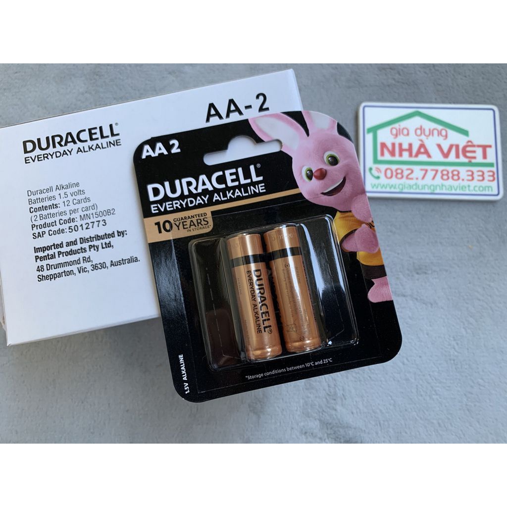 Vỉ 2 pin tiểu Duracell Everyday Alkaline AA LR6 MN1500 1.5V chính hãng