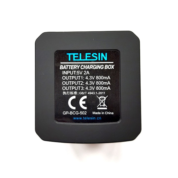 Combo sạc 3 + 2 viên pin TELESIN cho GoPro 8/7/6/5