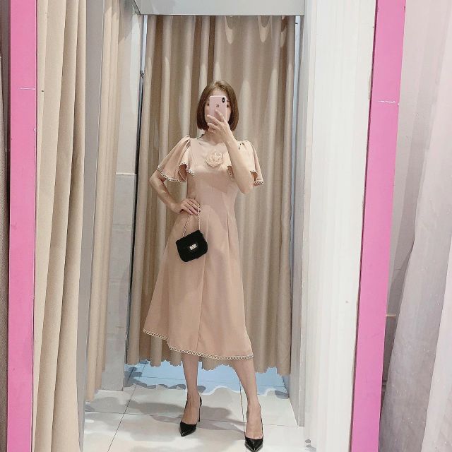 Đầm Nữ Xòe ❤️FREESHIP❤️ Chích Eo Tay Loe Phối Ren