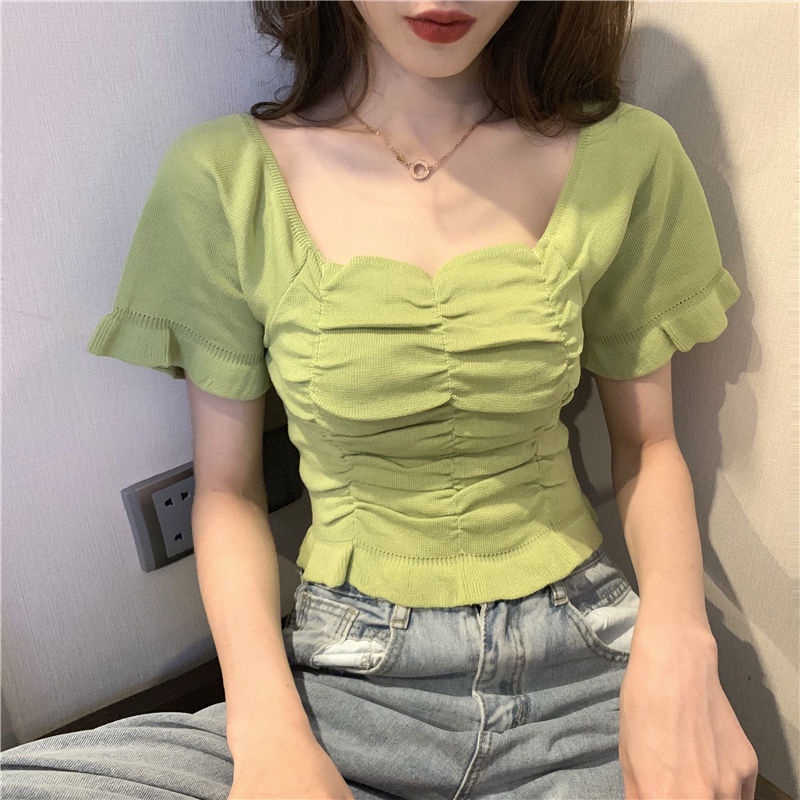 Áo Thun Tay Ngắn Cổ Chữ V Dáng Ôm Phong Cách Pháp Quyến Rũ Thời Trang Cho Nữ áo phông nữ JL-TX-94