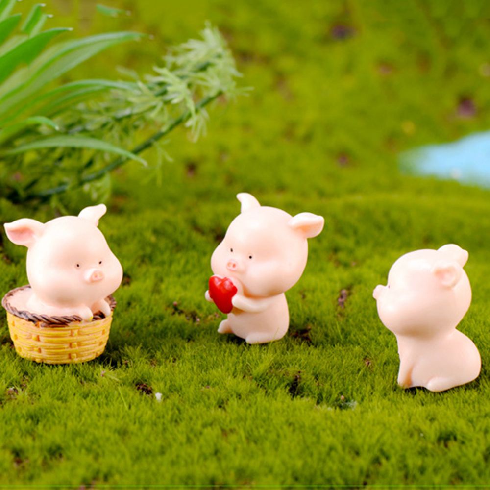 Mô hình chú heo mini bằng nhựa resin dễ thương dùng trang trí nhà cửa/ sân vườn độc đáo DIY