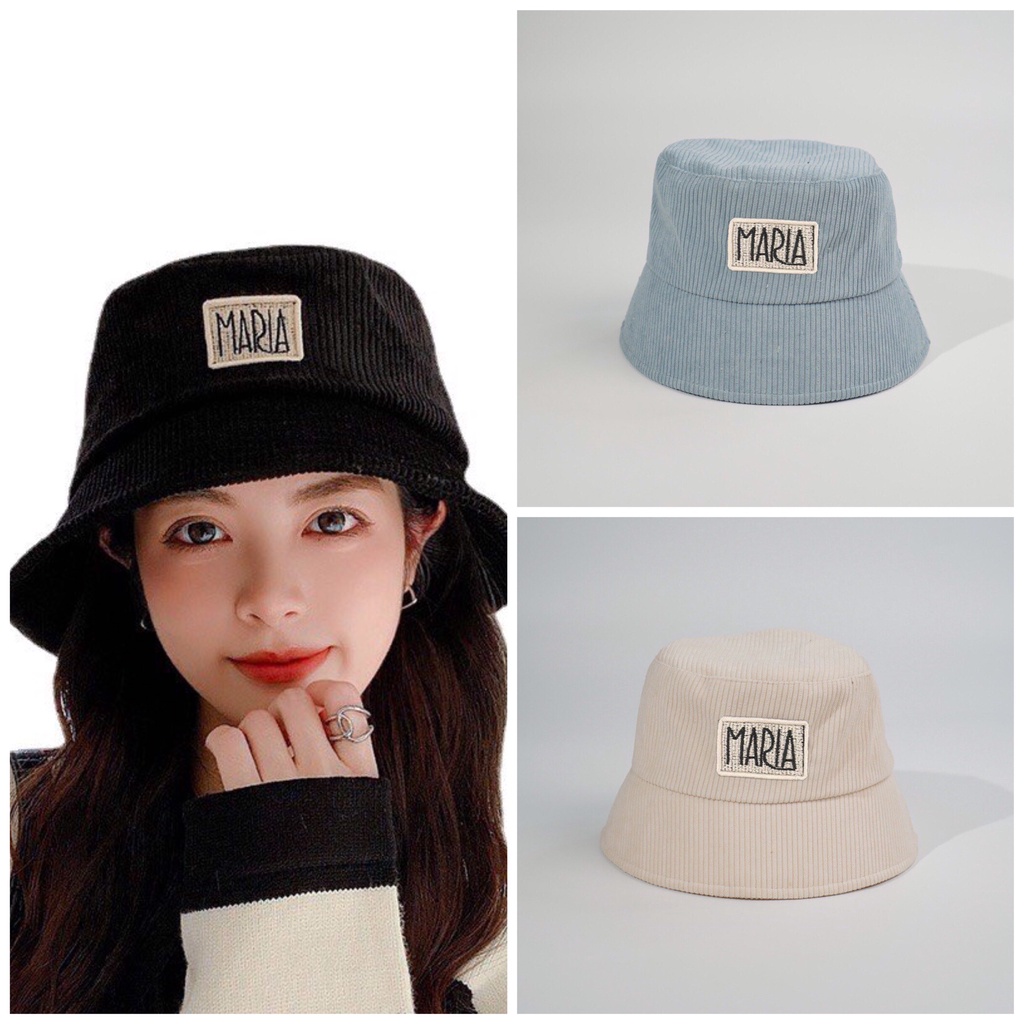 Mũ bucket vành cụp nhung tăm nhiều màu phong cách Ulzzang Unisex