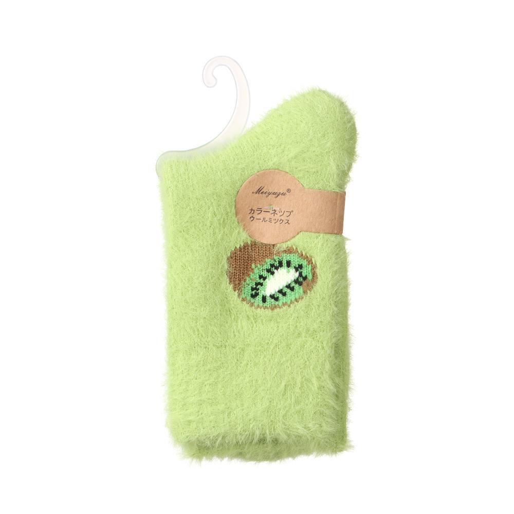 1 Đôi Tất Lông Xù In Họa Tiết Trái Cây Hoạt Hình / Bơ / Kiwi Dễ Thương