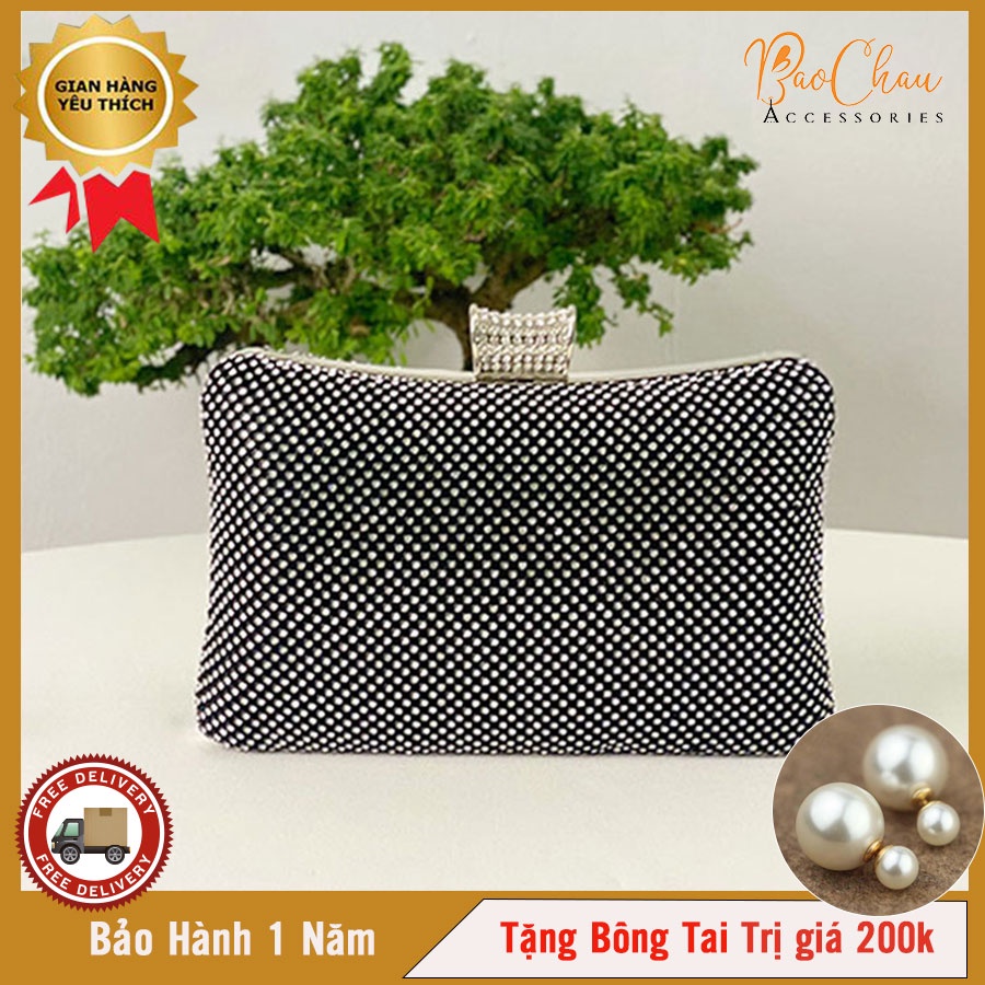 Ví Nữ Đi Tiệc Đính Đá Pha Lê - Bảo Châu - Đi Tiệc Cực Sang Phong Cách Hiện Đại Dễ Dàng Phố