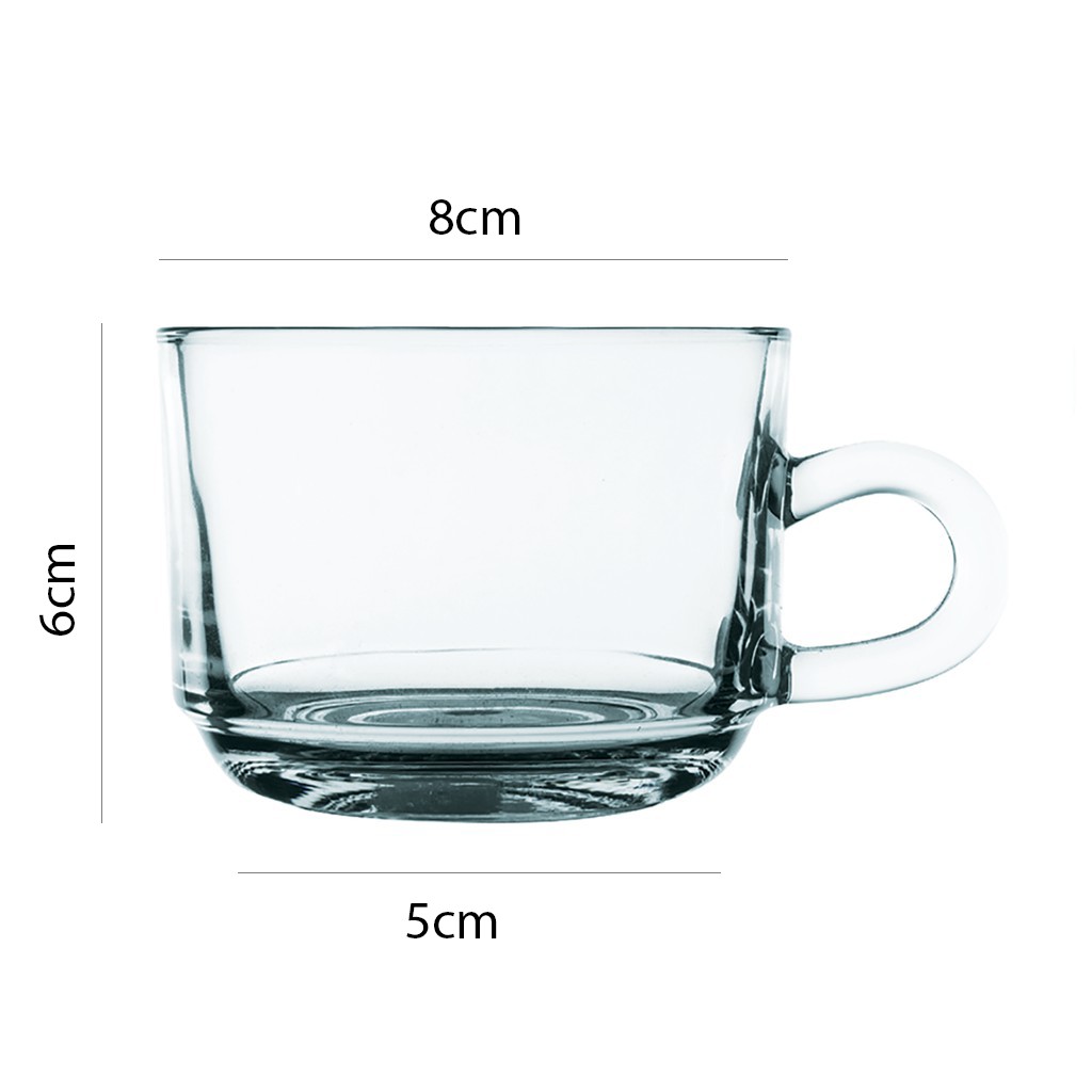 Ly thủy tinh Cốc thủy tinh có quai cầm Union Stack Tea Cup 200ml | TDC-UG324 Hàng nhập khẩu Thái Lan