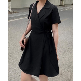 Váy cổ vest buộc eo - Timii