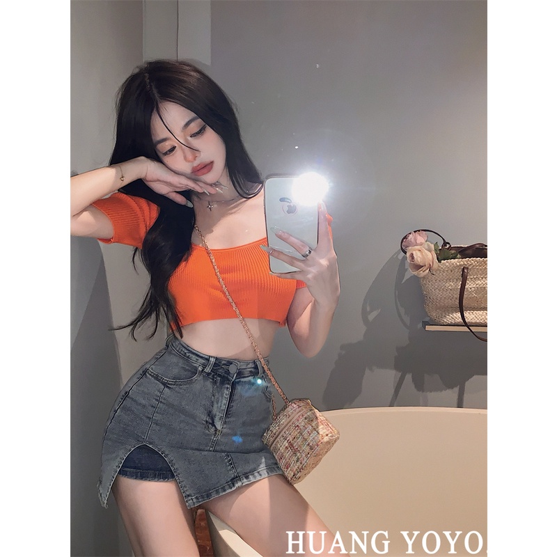 Áo Thun Ngắn Tay Cổ Vuông Thời Trang Hàn Quốc Cho Nữ