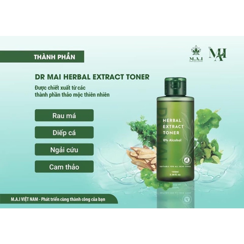 Toner Dr.Mai Herbal Extract Cân bằng độ PH, Nước hoa hồng cân bằng da.