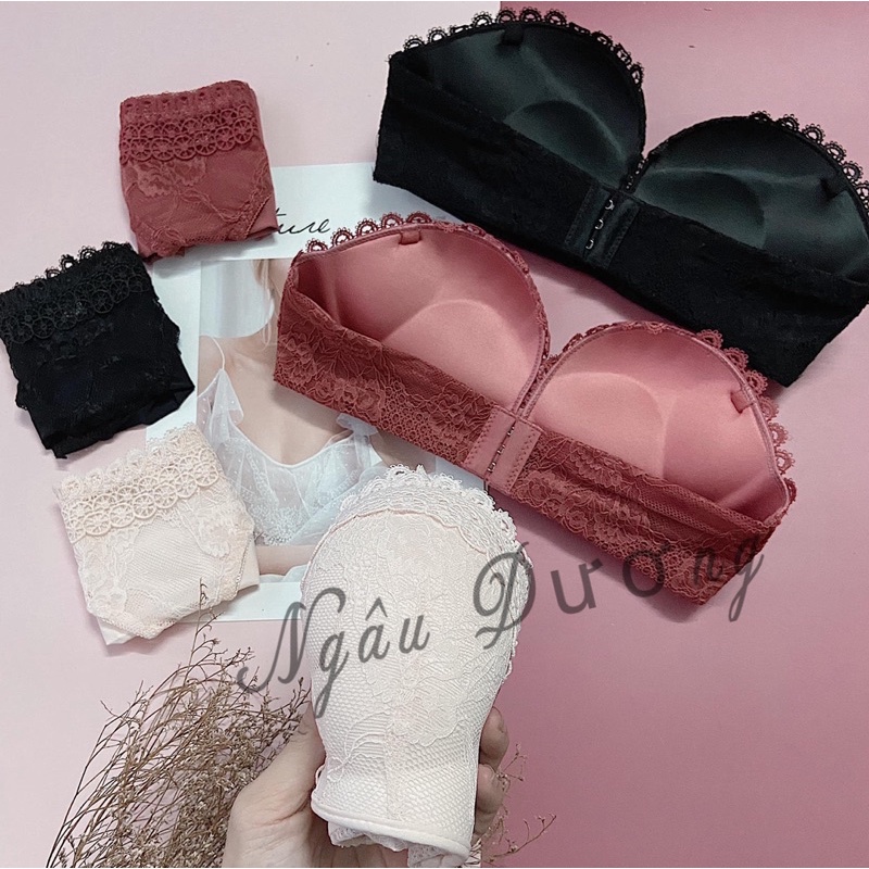 Set đồ lót chất su phối ren mềm mịn, mút nâng 10 phân nâng ngực cực quyến rũ - SL013