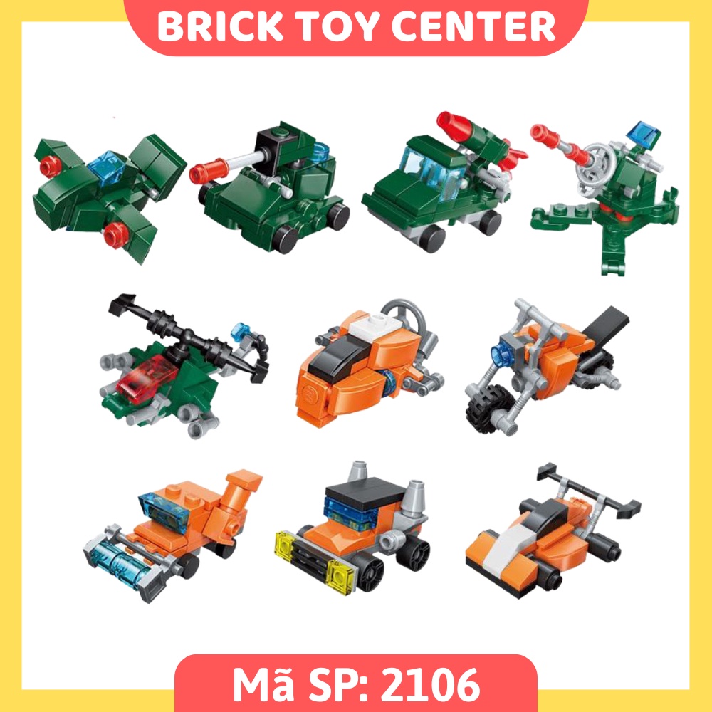 Đồ chơi xếp hình cho bé Qman 2106 2107 mô hình lắp ráp các loại xe cứu hỏa xe tăng xe đua máy bay chiến đấu
