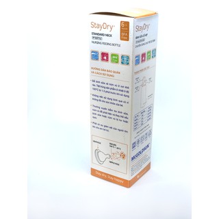 Bình sữa PP cổ hẹp StayDry 240ml