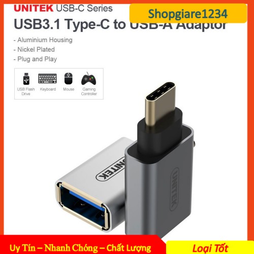 Đầu đổi USB 3.1 Type C sang USB 3.0 OTG UNITEK 025- Chính Hãng 100%, Bảo Hành 12 Tháng